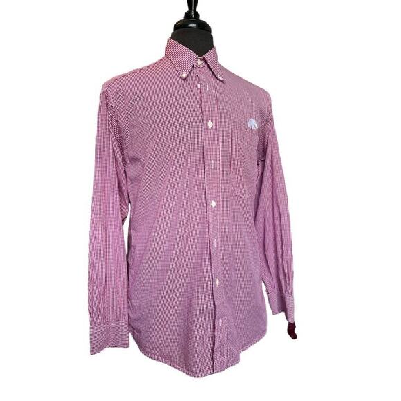 Size Medium Alabama Crimson Tide Elephant Men's Button Down Shirt Checked Long S - Picture 1 of 10